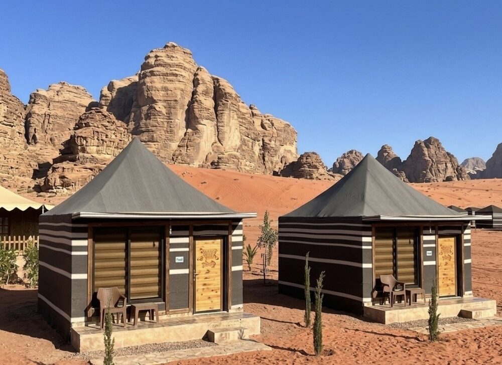 おもしろわかる！世界遺産ユニバーシティ ワディラムのバブルテント 伝統的なベドウィンテント（黒テント）